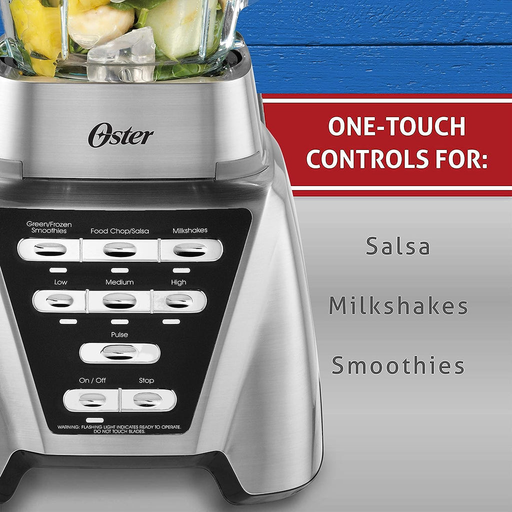 2025 Oster Blender | Pro 1200 with Glass Jar, 24-Ounce Smoothie Cup, Brushed Nickel