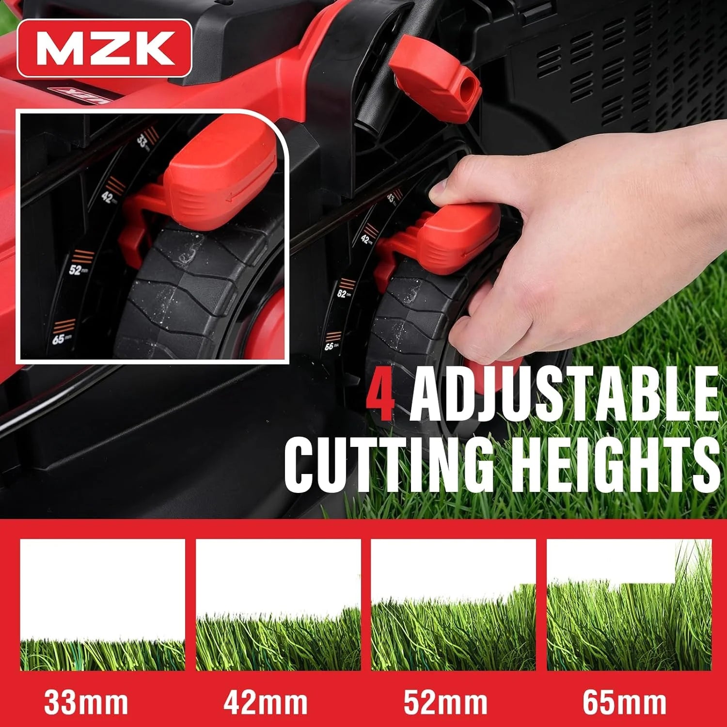 MZK 20V 13" Electric Lawn Mower, Brushless Cordless Lawn Mower with 4-Position Height