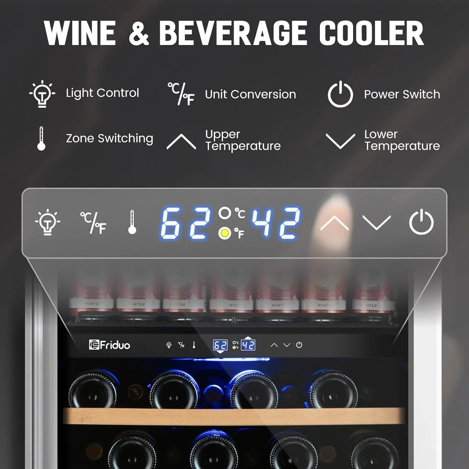 24 inch Dual Zone Beverage Refrigerator 30 Bottles 82 Cans Wine Fridge Built-in or Freestanding