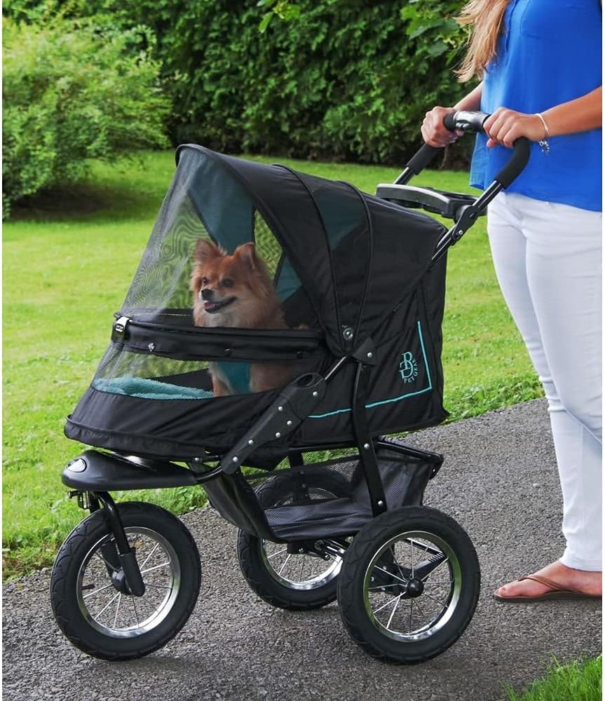 2025 No-Zip NV Pet Stroller for Cats/Dogs, Zipperless Entry, Easy One-Hand Fold, Gel-Filled Tires, Plush Pad + Weather Cover Included, 3 colors