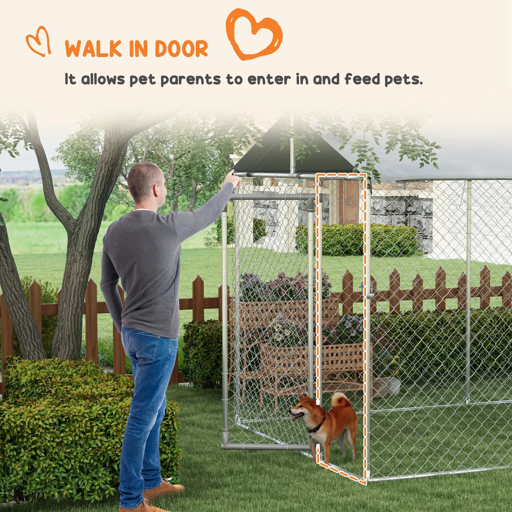 2025 PawHut 19.7' x 7.5' x 7.5' Outdoor Dog Kennel W/ Waterproof Roof