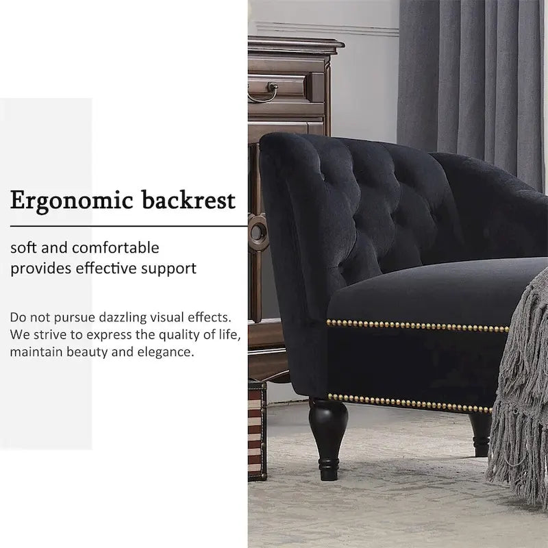 Merax 58  Velvet Button Tufted Right Arm Facing Chaise Lounge