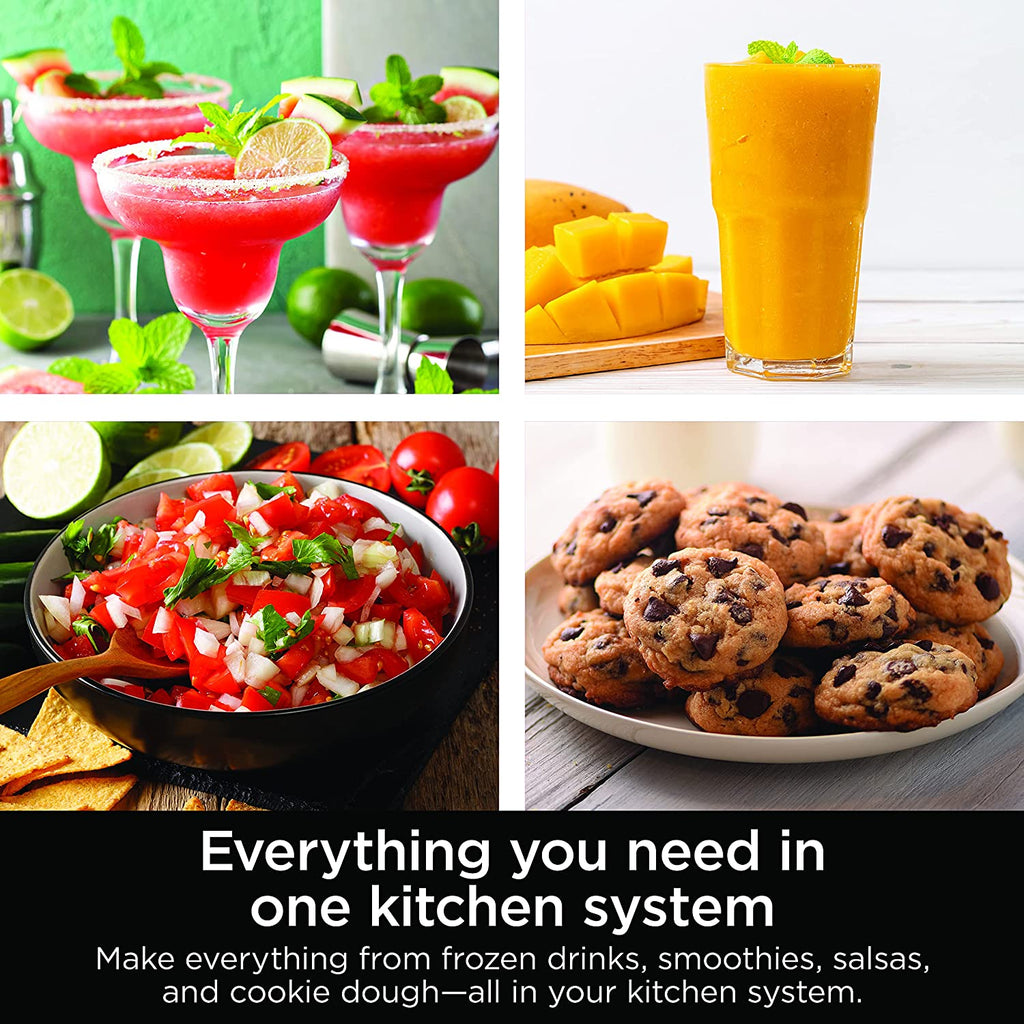 Mega Kitchen System 72 oz. Pitcher 8-Cup Food Processor 16 oz. Single Serve Cup 1500-Watt Black