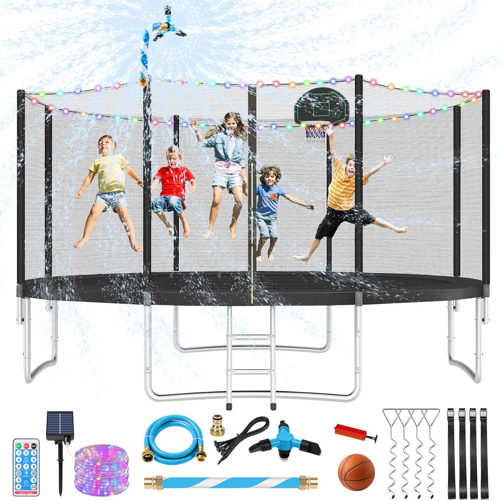 Upgraded 16Ft Trampoline with Basketball Hoop & Net