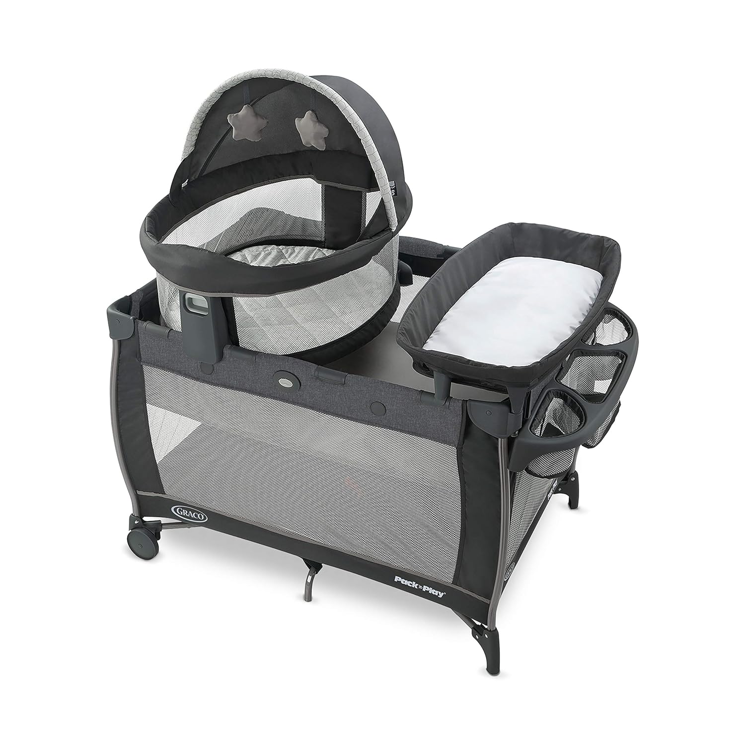 Graco Pack 'n Play Close2Baby Bassinet Playard Features Portable Bassinet Diaper Changer and More Derby