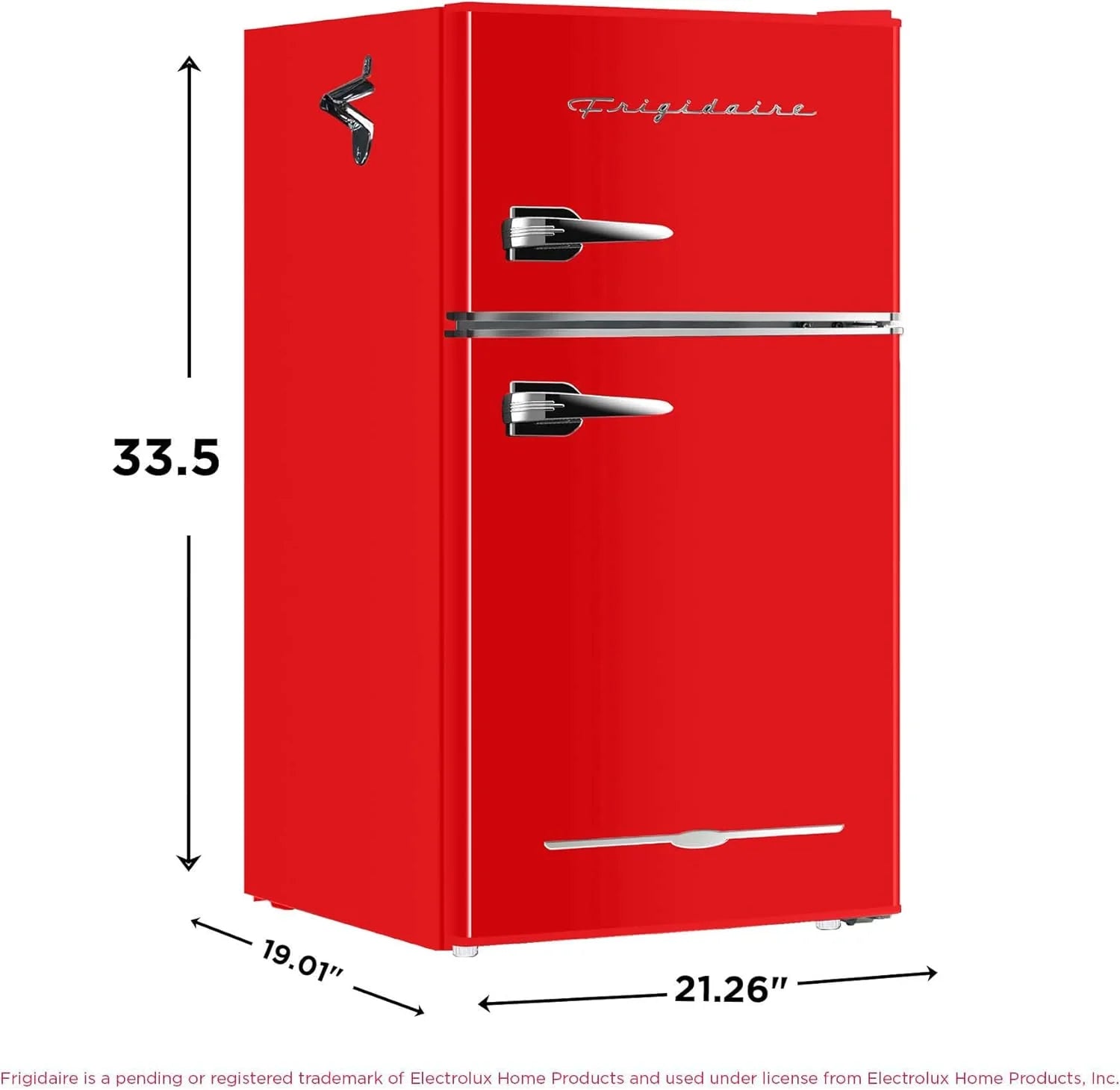 Frigidaire Retro Mini Fridge with Freezer & Side Bottle Opener-Small 2 Door Refrigerator for Office Bar or College Dorm Room-3.1 Cu Ft – 19”"D x 20.5" W x 33.5" H