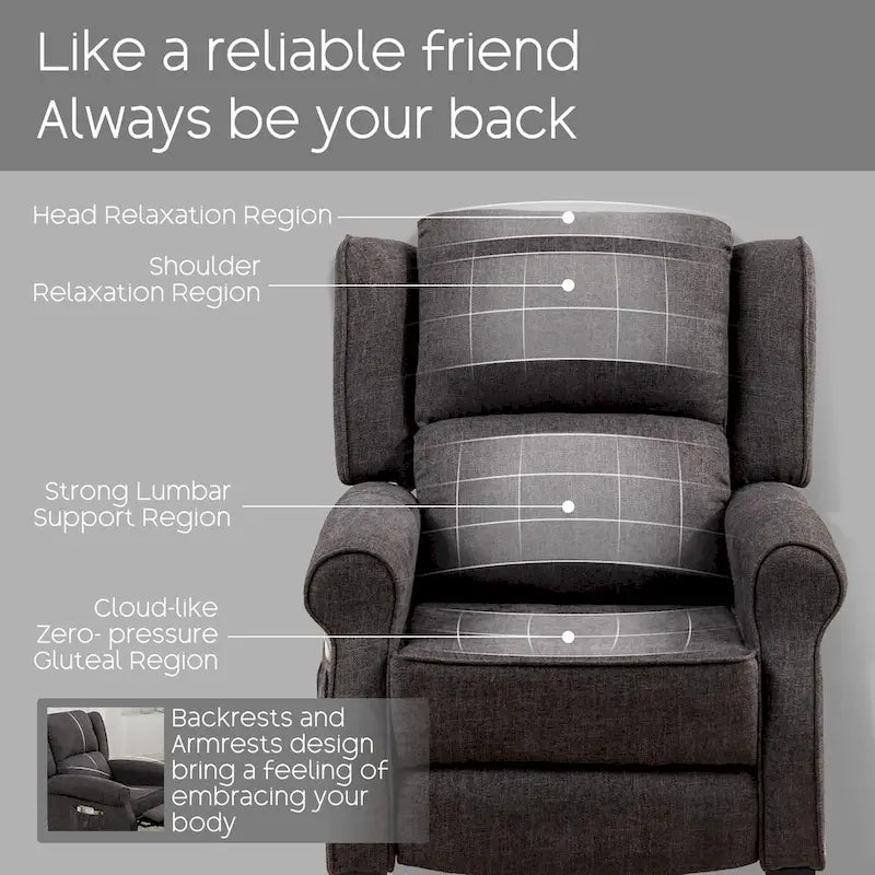 Manual Pushback Recliner Adjustable Accent Chair Wingback Armchair Set of 2