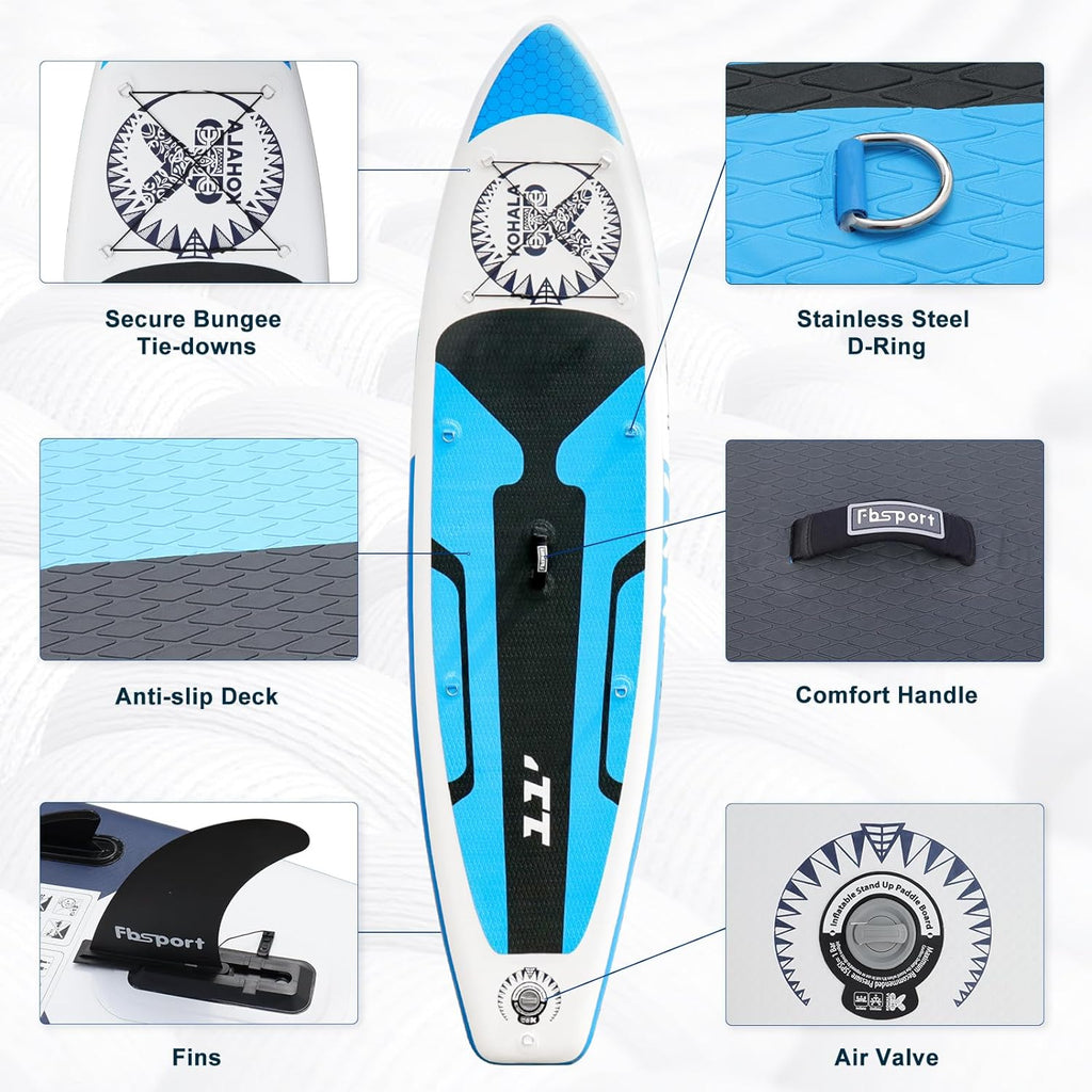 Premium Stand Up Paddle Board Yoga Board with Durable SUP Accessories & Carry Bag | Wide Stance Surf Control Non-Slip Deck Leash Paddle and Pump for Youth & Adult