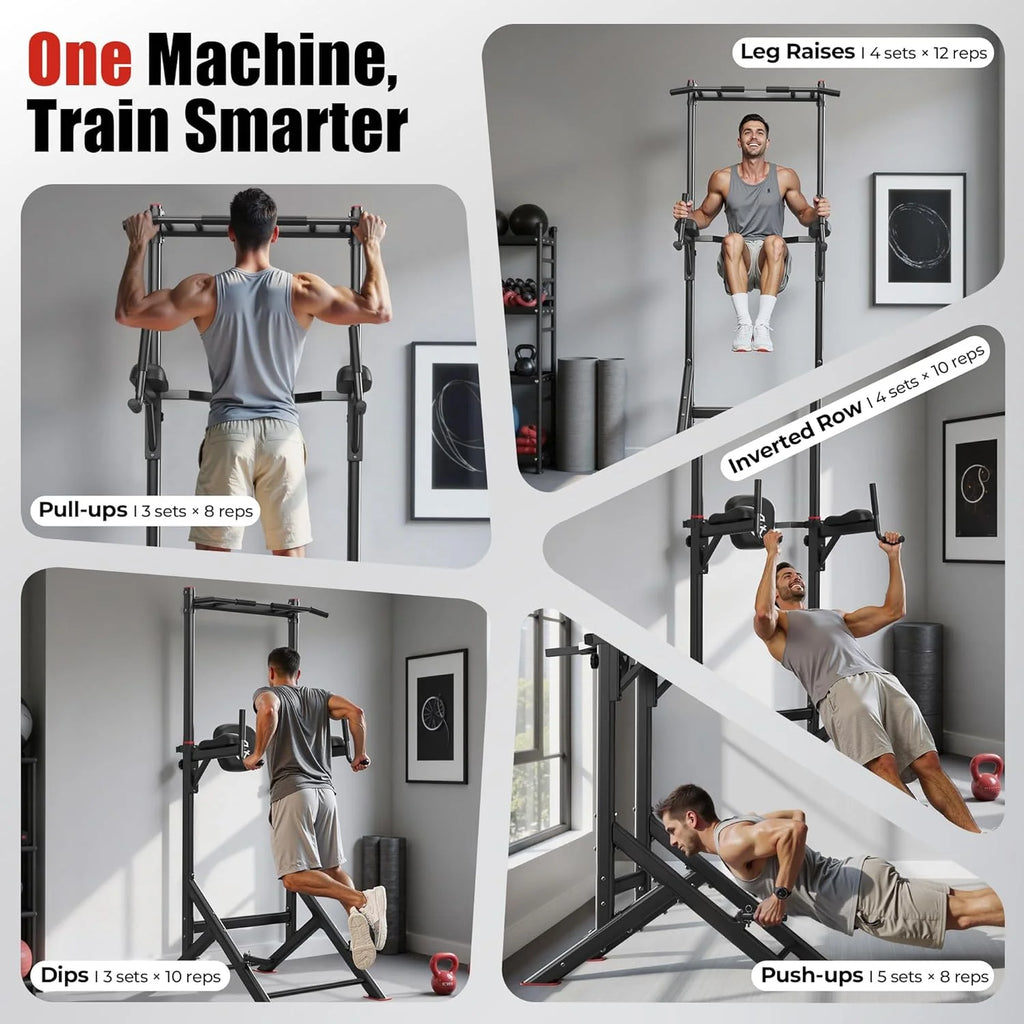 Sportsroyals Power Tower Pulp Up Bar Station, 450 lbs stable suspended immersion tilt station
