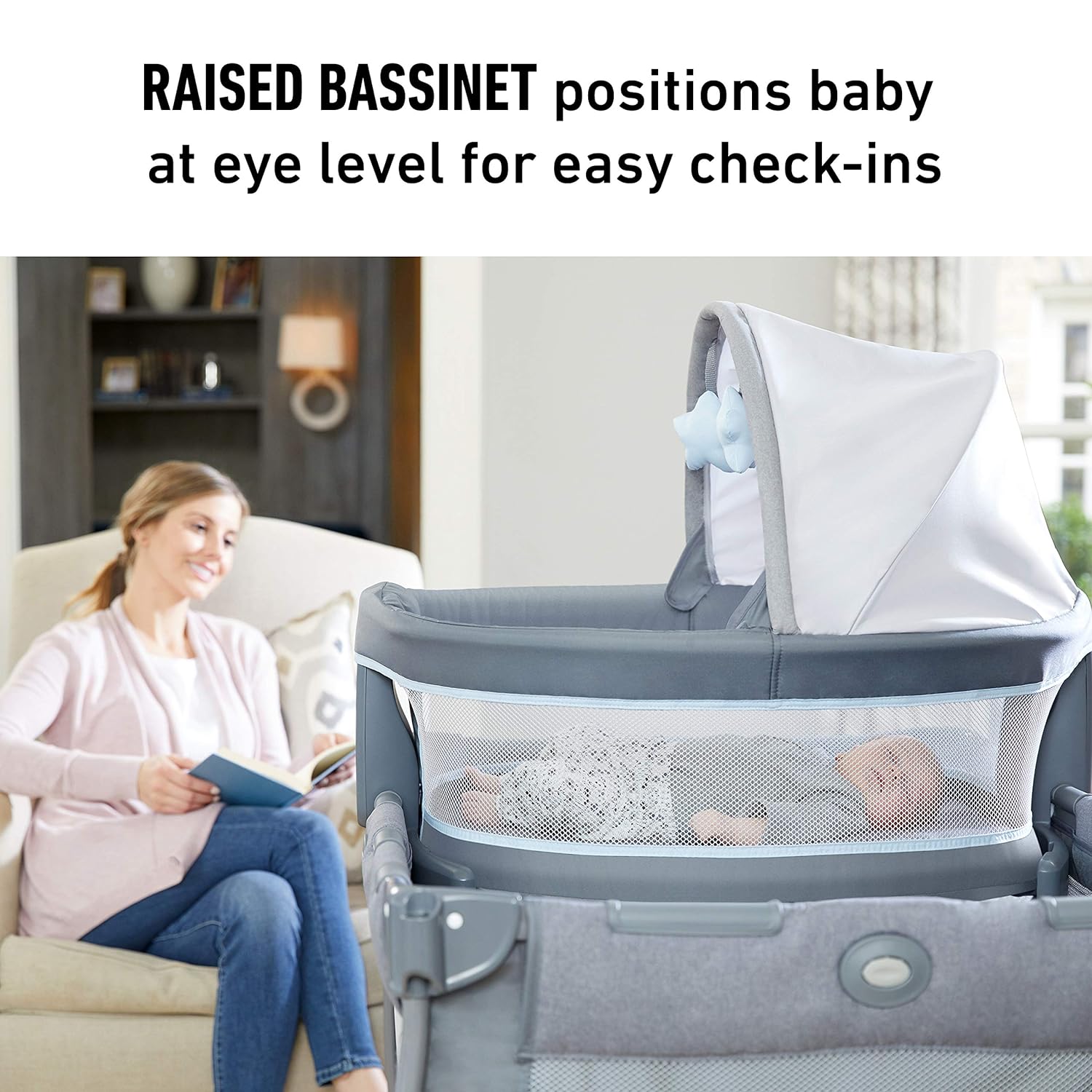 Graco Pack 'n Play Close2Baby Bassinet Playard Features Portable Bassinet Diaper Changer and More Derby