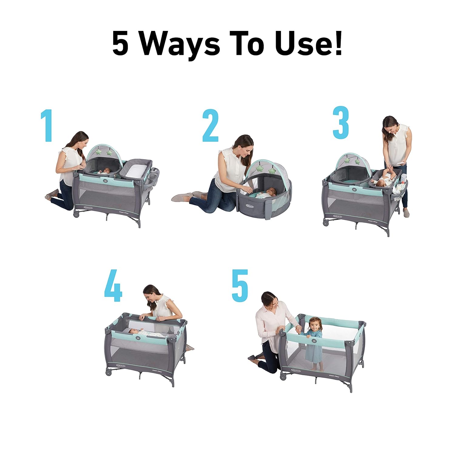 Graco Pack 'n Play Close2Baby Bassinet Playard Features Portable Bassinet Diaper Changer and More Derby