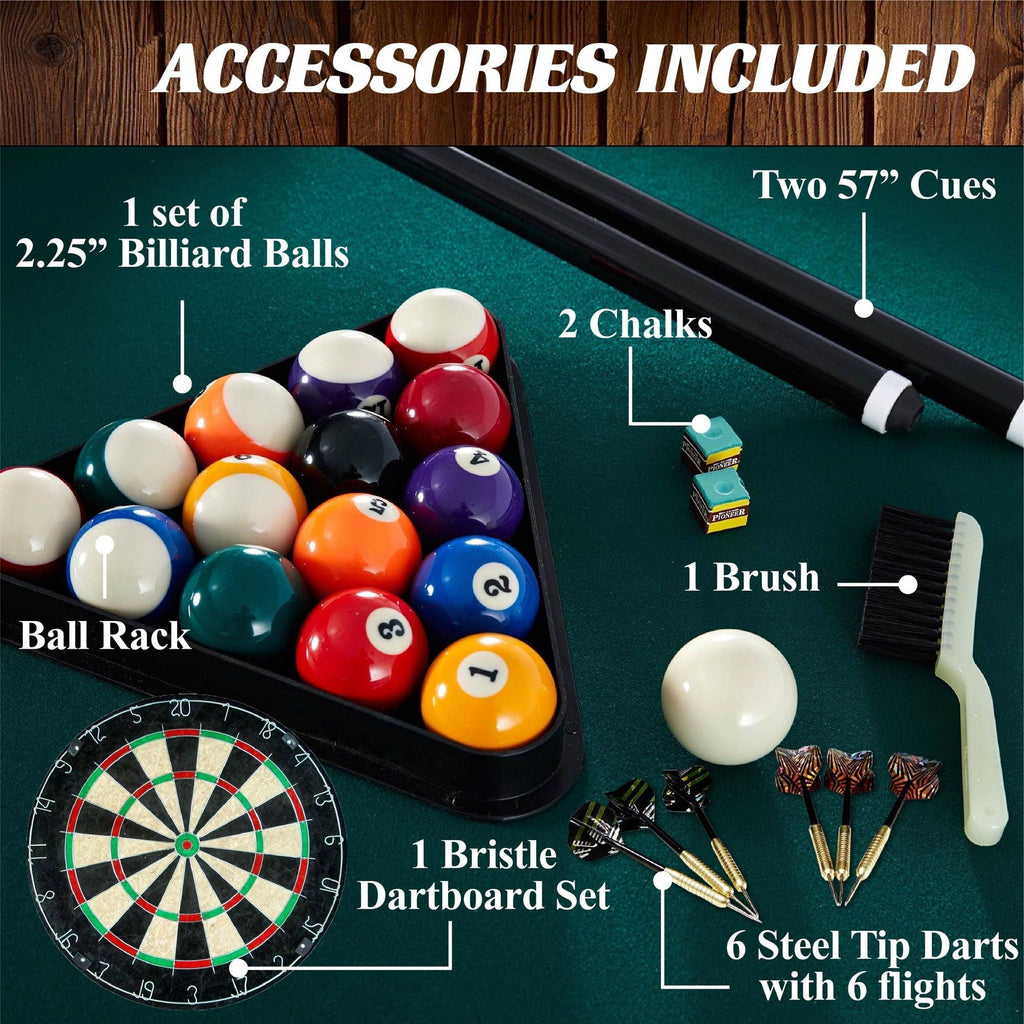 Barrington Billiard 84′′ Arcade Pool Table with Bonus Dartboard Set, Green