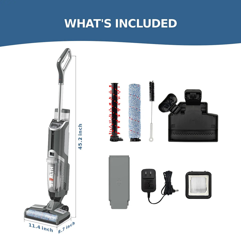 Stealth ECVP01 Cordless Wet Dry Vacuum Cleaners & Mop, Smart Hardwood Floor Cleaner with Self-Cleaning, Vacuum & Mop & Wash 3 in 1, Lightweight Mop Vacuum Cleaner for Area Rugs, Gray