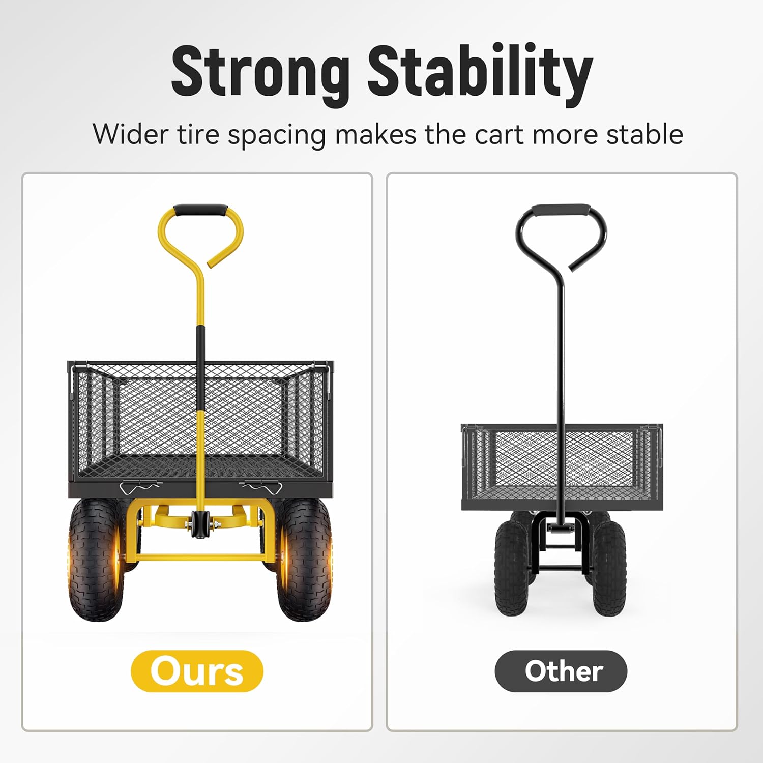 Steel Garden Cart 2-in-1 1400 lbs Heavy Duty Utility Wagon with Removable Mesh Sides to Convert into Flatbed 240?? U-Turn 13" Pneumatic Tires Garden Wagon for Farm Yard Lawn Garden Camping