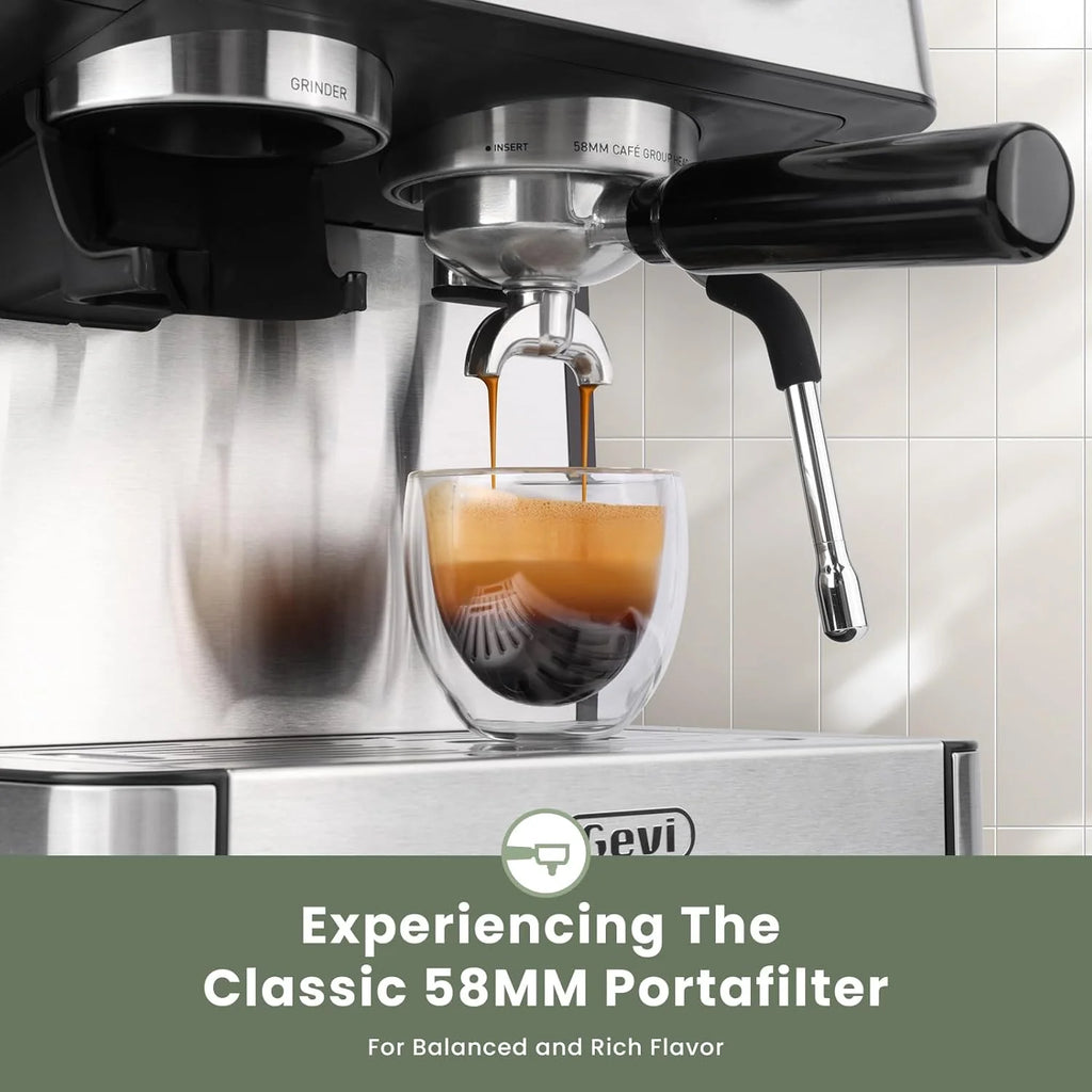 Gevi 20 Bar Espresso Machine with Grinder & Milk Frother