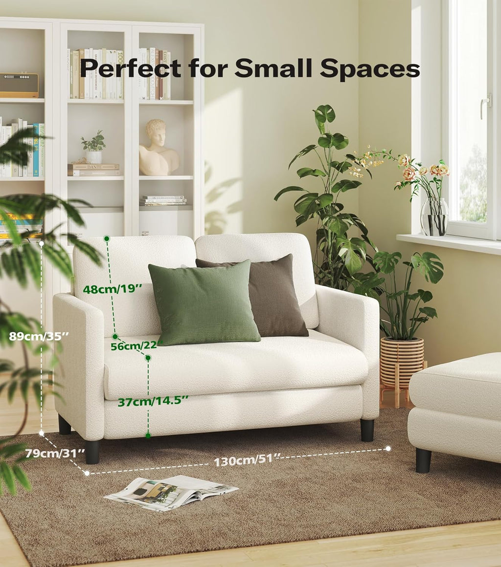 Loveseat Sofa 51" Love Seat Comfy Corduroy Small Loveseat Small Spaces Tool-Free Setup Couch