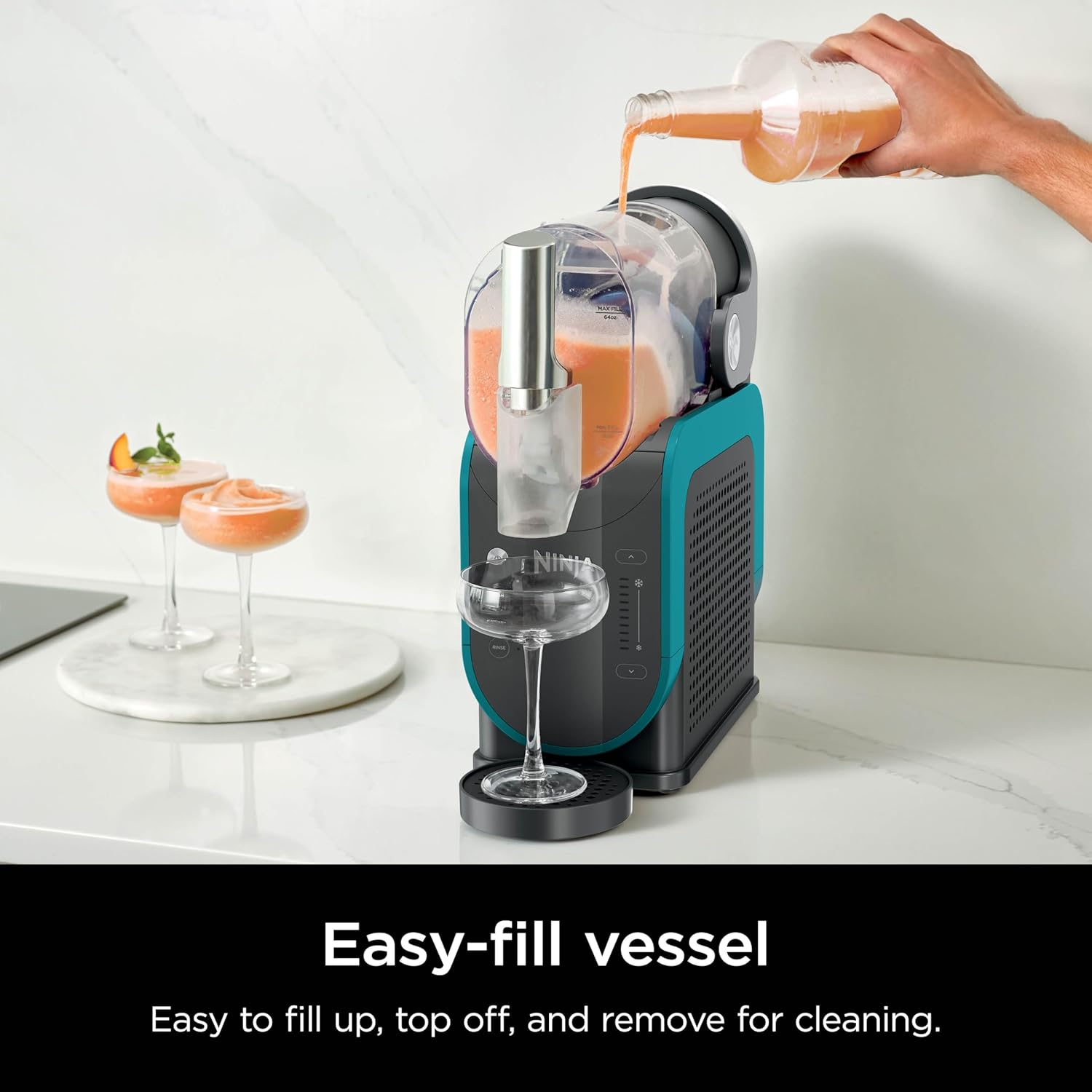 2025 SLUSHi with RapidChill Technology, 88 oz. Frozen Drink & Slushie Machine, 5 Preset Programs, Margaritas, Frapp茅s, and More, Premium Accents, Black, FS301