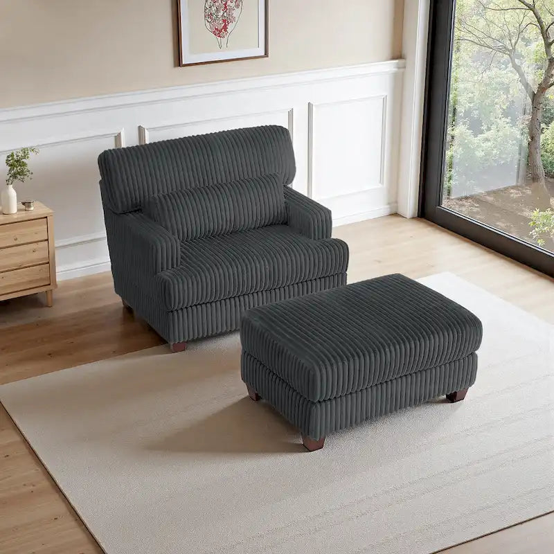 Oversized Chaise Longue Accent Chair with Ottoman