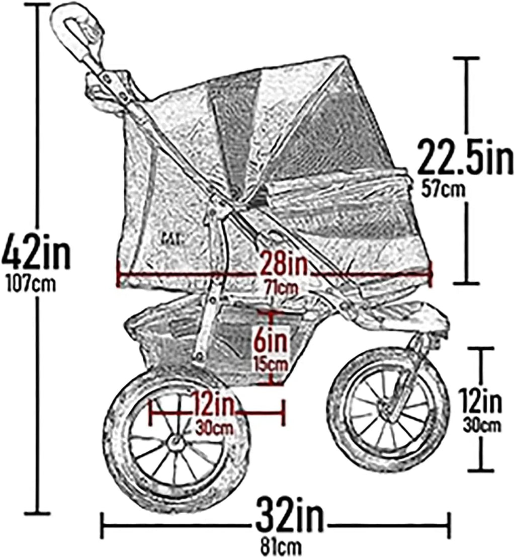 No-Zip NV Pet Stroller for Cats/Dogs Zipperless Entry Easy One-Hand Fold Gel-Filled Tires Plush Pad + Weather Cover Included 3 colors