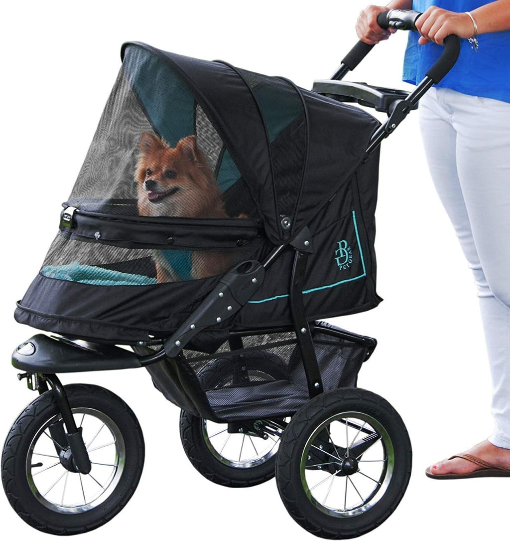 No-Zip NV Pet Stroller for Cats/Dogs Zipperless Entry Easy One-Hand Fold Gel-Filled Tires Plush Pad + Weather Cover Included 3 colors