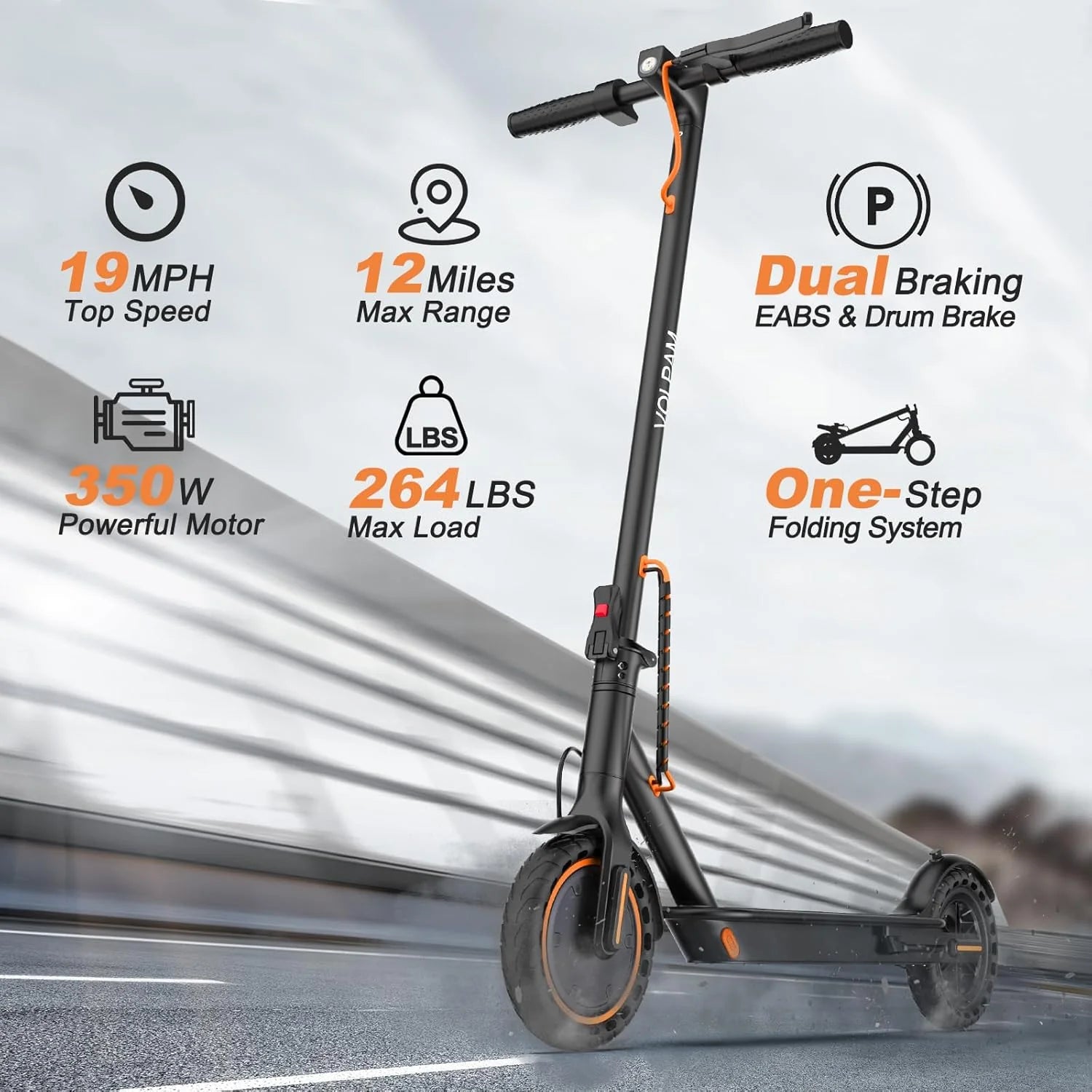 Electric Scooter Powerful Motor Dual Braking