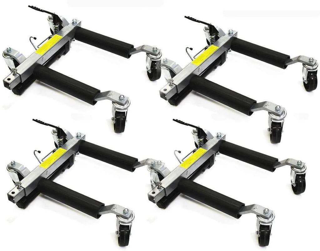 2025 Stark Set of (4) Wheel Dolly Car Skates Vehicle Positioning Hydraulic Tire Jack Truck Rv Trailer Pick Up Dolly Ratcheting Foot Pedal, 1500LBS