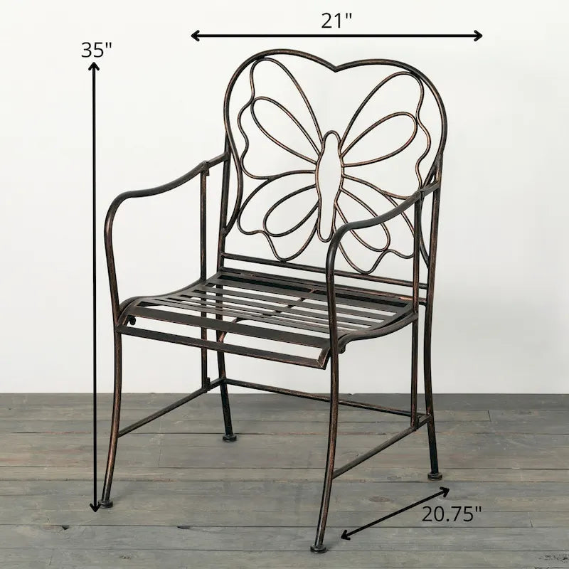 Sullivans 35 Copper Butterfly Garden Chair, Metal