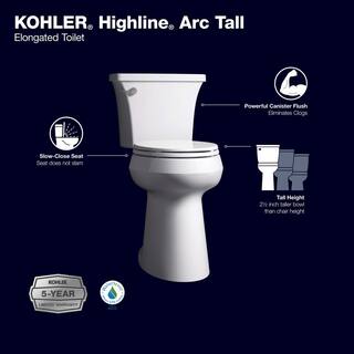 2025 Extra Tall Highline Arc Complete Solution 2-piece 1.28 GPF Single Flush Elongated Toilet in White (Seat Included) 78305-0