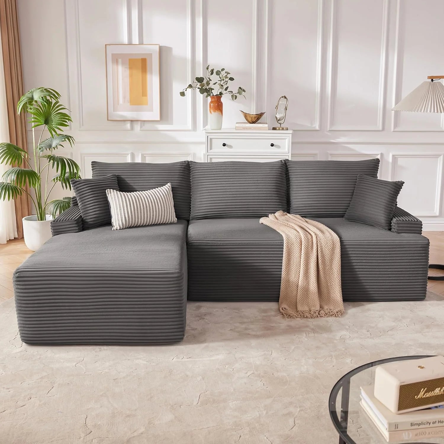 110 Cloud Sectional Couch, Boneless Sofa for Living Room Modular Sectional Sofa with Deep Seat
