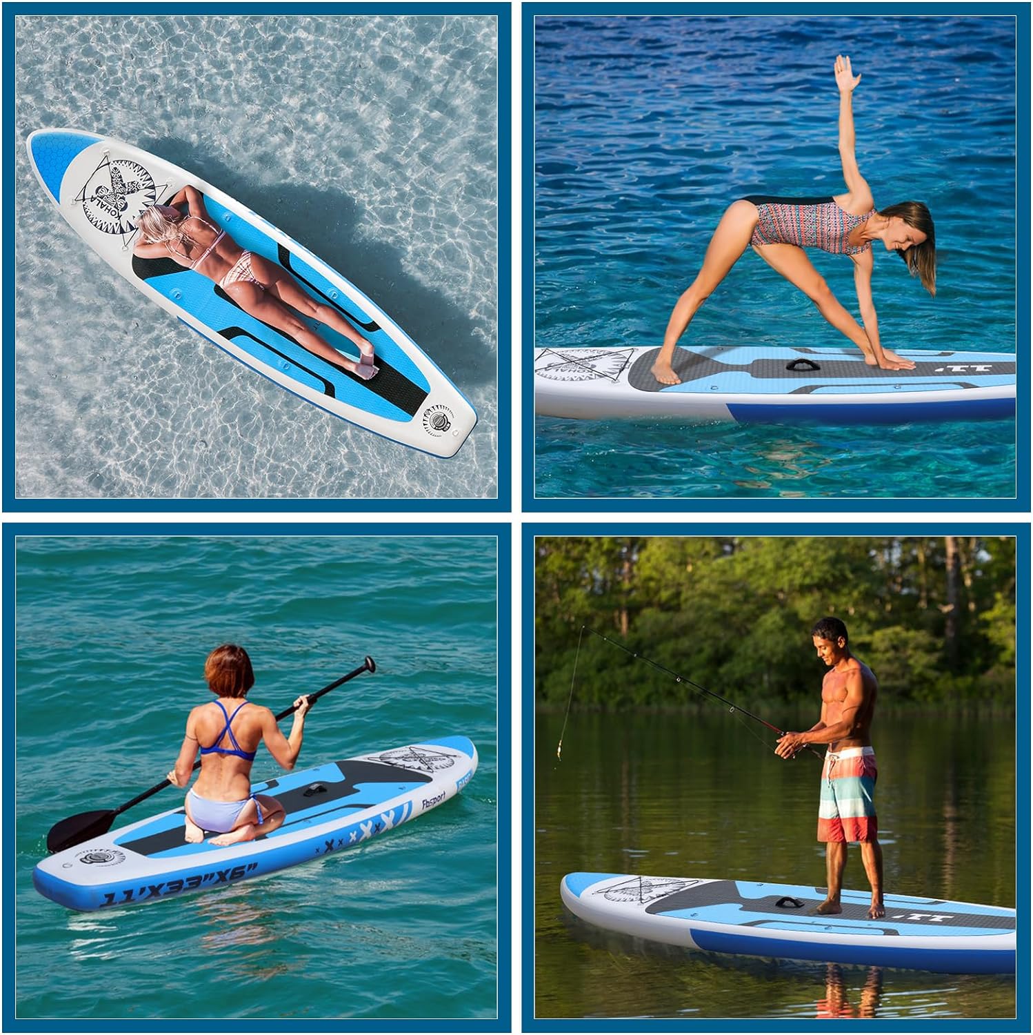 Premium Stand Up Paddle Board Yoga Board with Durable SUP Accessories & Carry Bag | Wide Stance Surf Control Non-Slip Deck Leash Paddle and Pump for Youth & Adult
