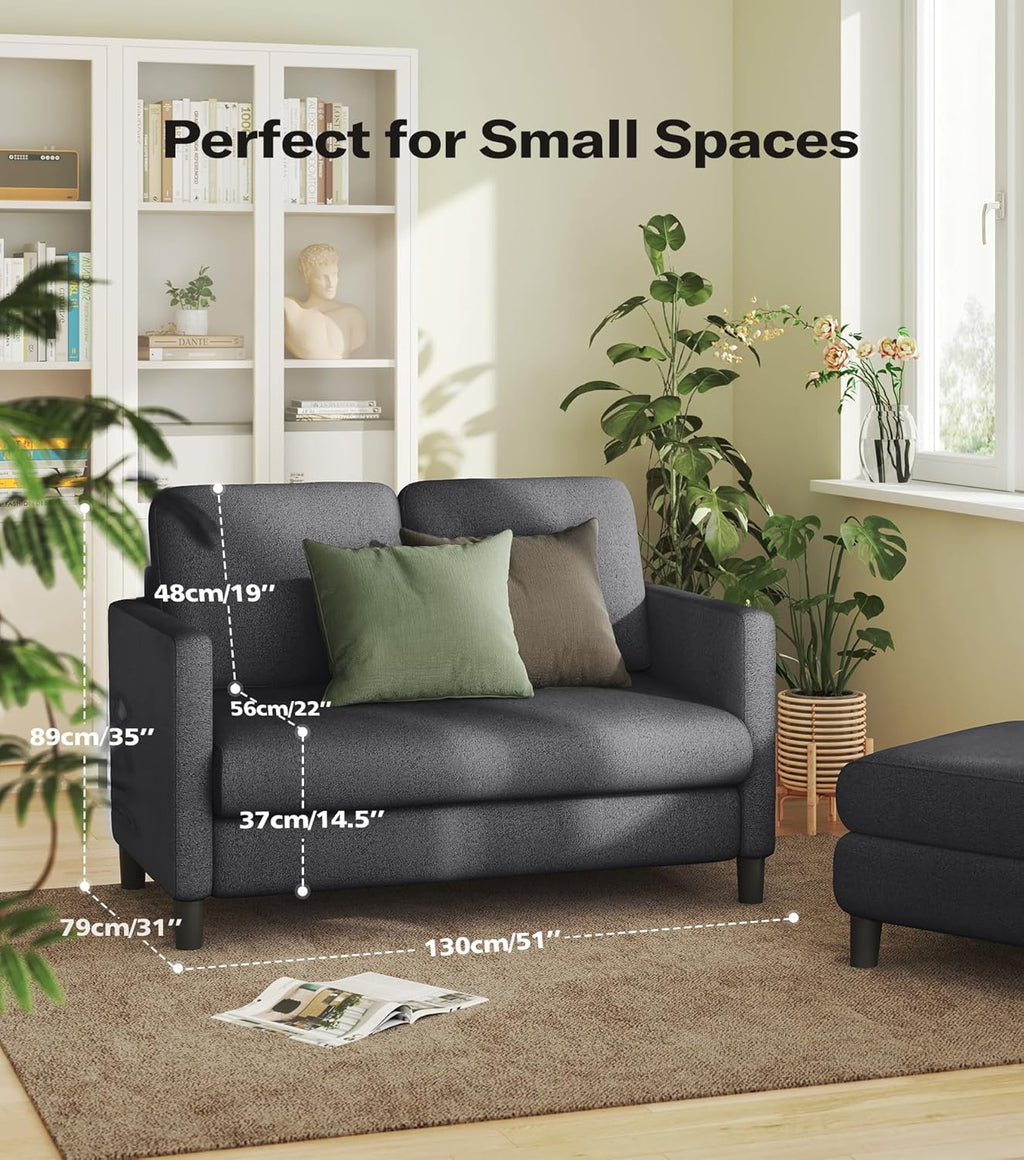 Loveseat Sofa 51" Love Seat Comfy Corduroy Small Loveseat Small Spaces Tool-Free Setup Couch