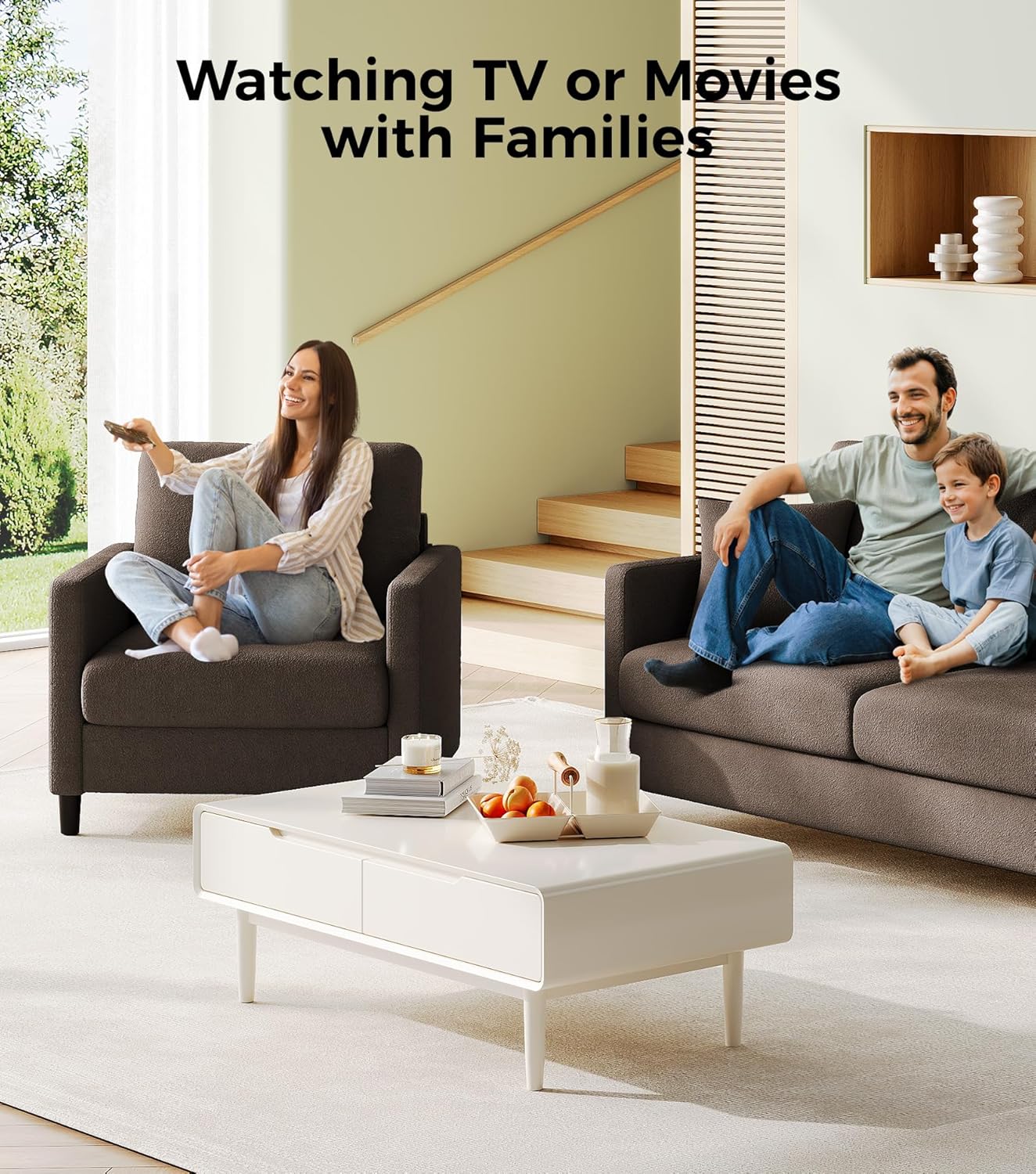 Loveseat Sofa 51" Love Seat Comfy Corduroy Small Loveseat Small Spaces Tool-Free Setup Couch