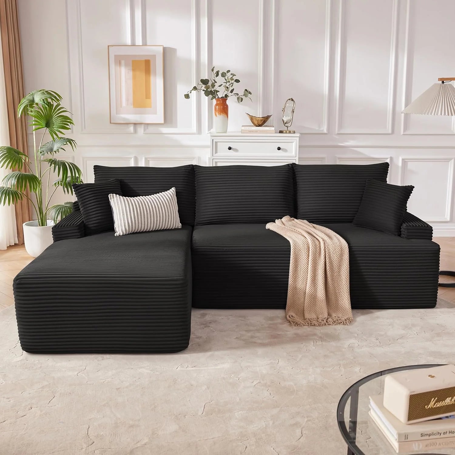 110 Cloud Sectional Couch, Boneless Sofa for Living Room Modular Sectional Sofa with Deep Seat