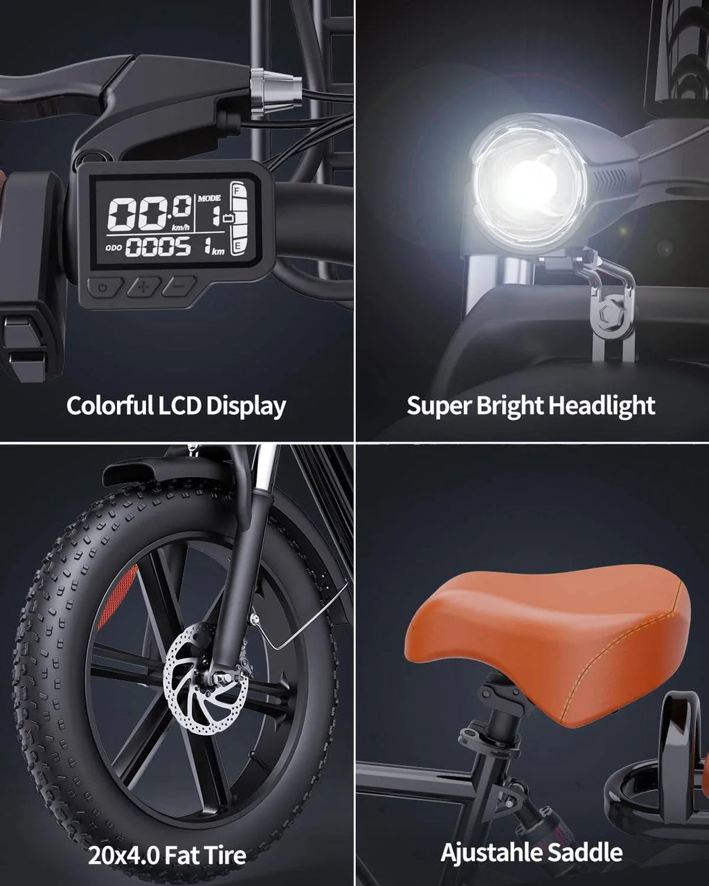 1000W Electric Bike for Adults 48V 15Ah Removable Battery Ebike 20′′ x 4.0 – 1000W