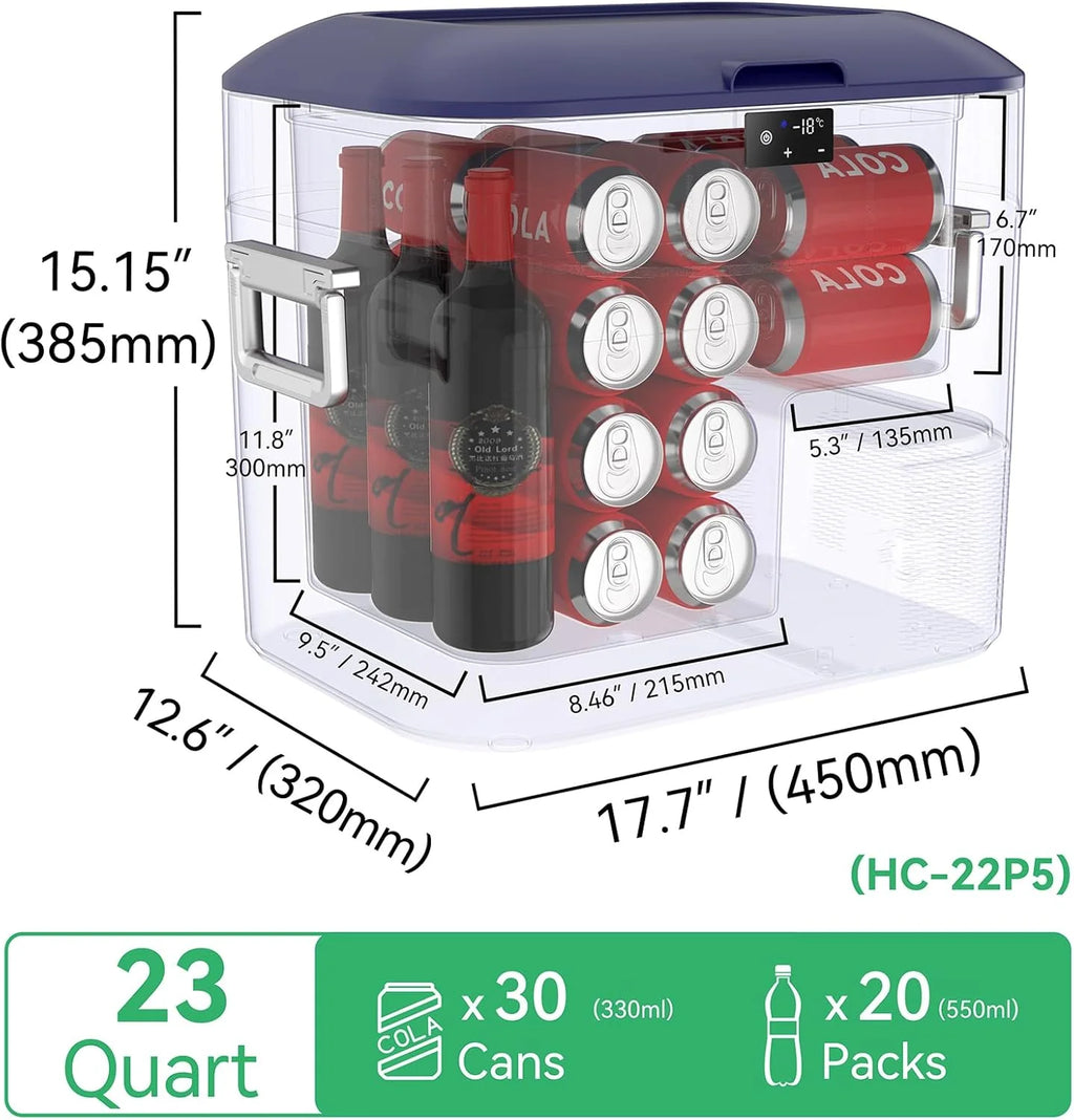 Car Fridge Portable 12 Volt Refrigerator 23 Quart (22 Liter) Freezer Compressor Cooler 12V/24V DC 110～240 V AC for Outdoor, Camping, Travel, Home Use -18℃~+15℃ (Green)