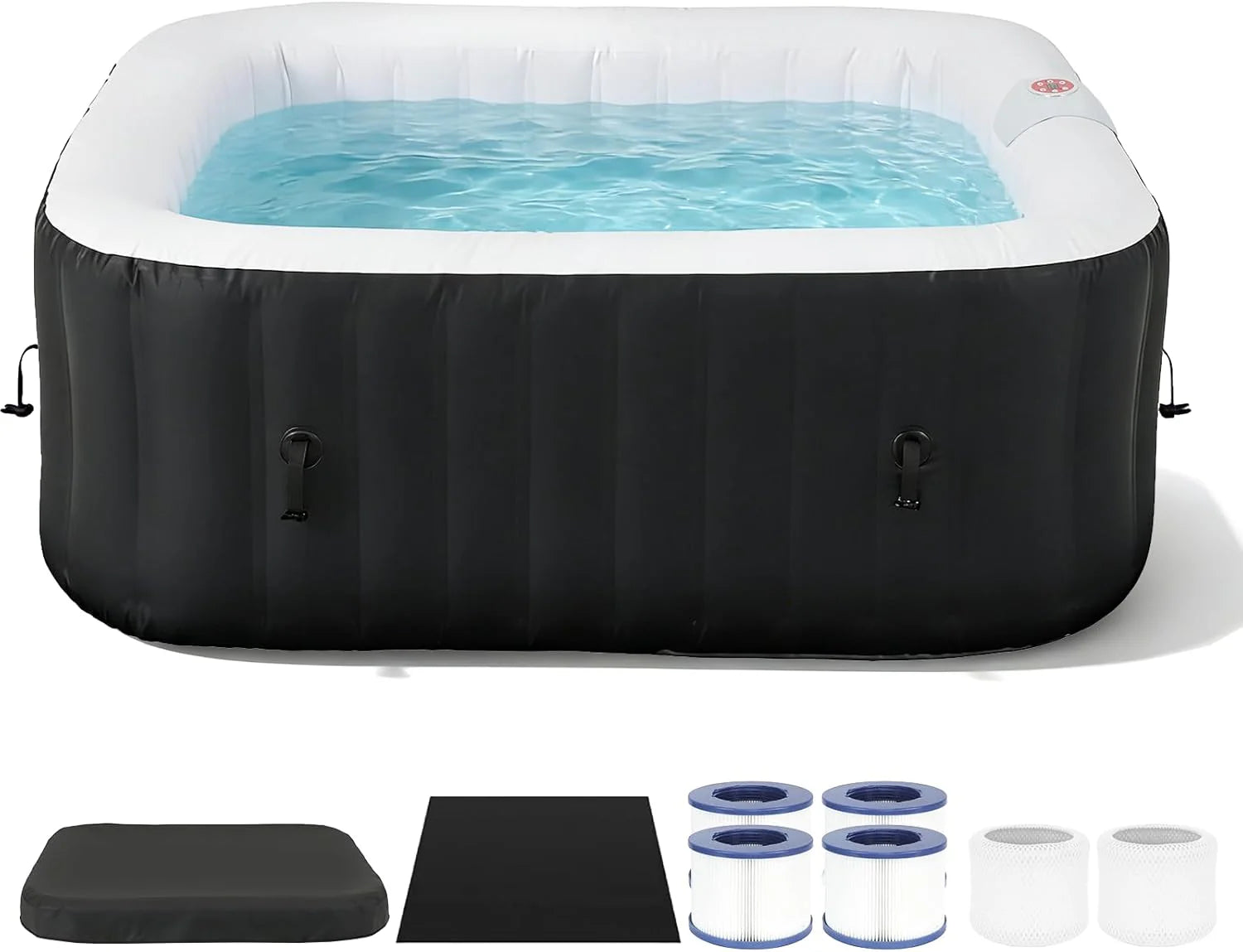 71" Inflatable Hot Tub 4 Person, Round Portable Outdoor Spa with 120 Soothing Air Jets