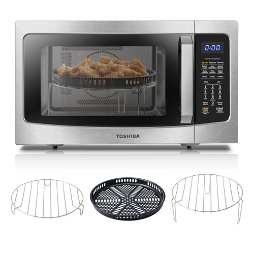 Toshiba Air Fryer Combo 4 in 1 Countertop Microwave Oven, Smart Sensor, Convection, Mute Function, Position Memory 13.6" Turntable, 1.5 Cu Ft, 1000W, Silver, ML EC42P(SS): Home &amp; Kitchen