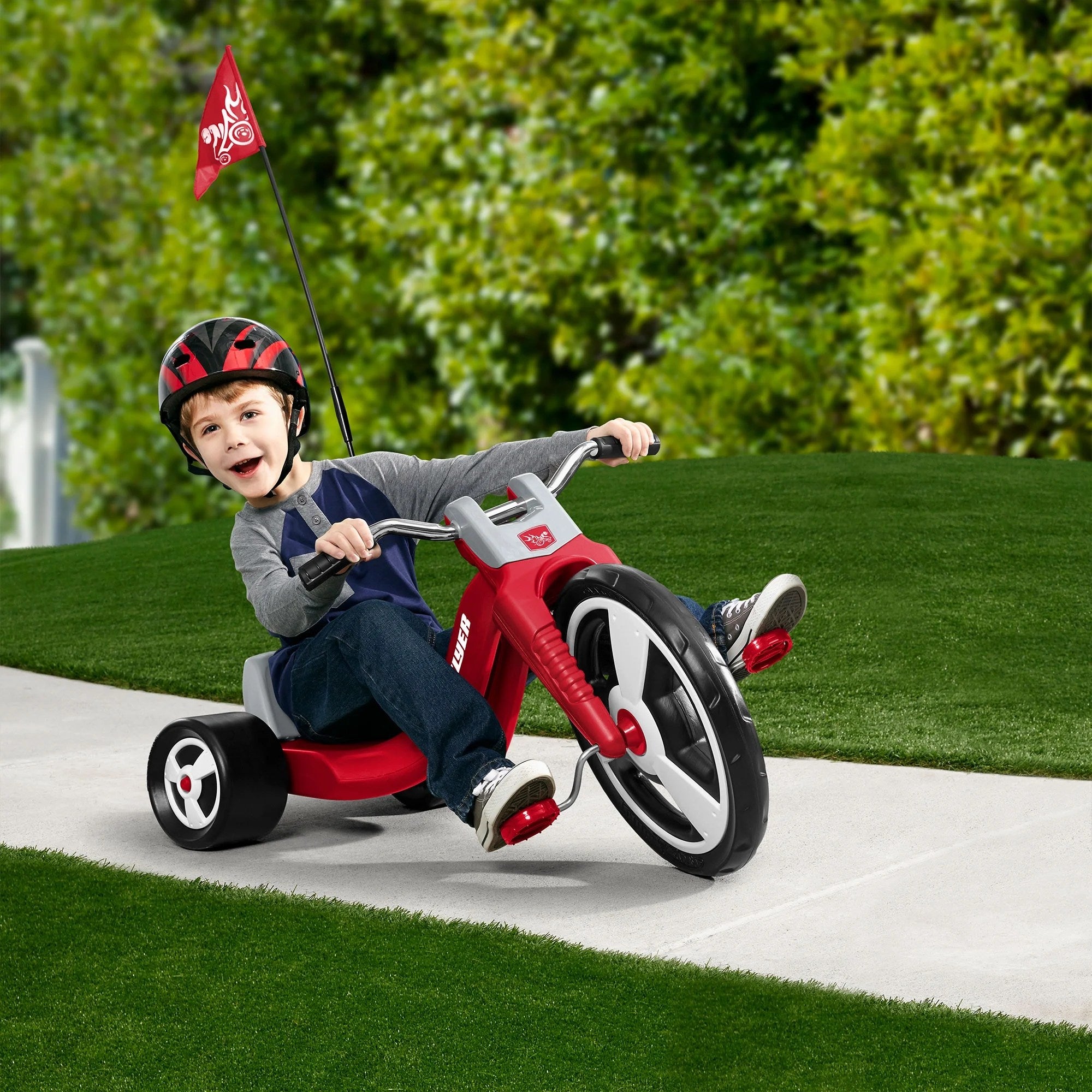 Radio Flyer Big Sport Chopper Tricycle With 16-Inch Front Wheel, Unisex, Red, For Ages 3-7