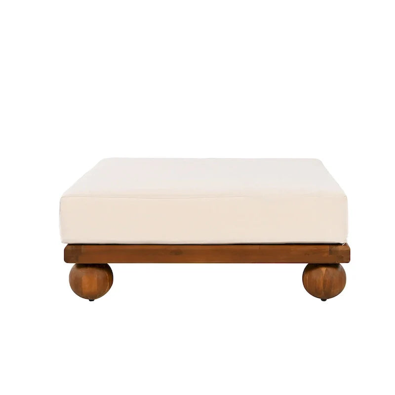Scott Living Dulcie 4 Piece Outdoor Acacia Wood L Shape Setional Sofa with Removable Cushions