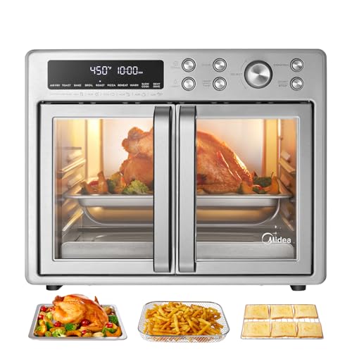 Midea Flexify French Door Toaster Oven Air Fryer Combo, 26.4 QT, Extra Large Air Fryer Countertop Oven 10 in 1 Combo, 25% Faster Cooking and 90% Less Oil, Stainless Steel : Home &amp; Kitchen