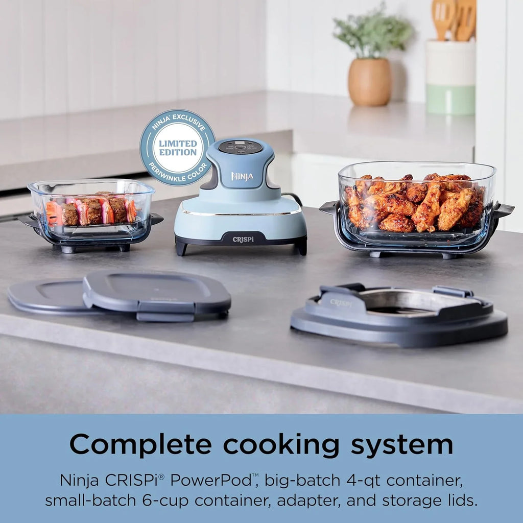 Ninja Crispi 4 in 1 Portable Glass Air Fryer Cooking System 4QT 6 Cup TempWare Glass Containers