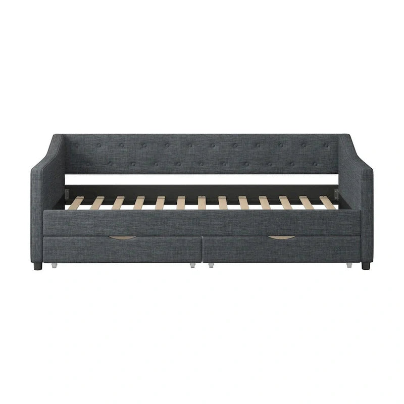 Twin Size Daybed with Drawers Upholstered Tufted Sofa Bed