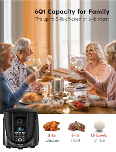Nuwave Duet Air Fryer and Electric Pressure Cooker Combo with 2 Switchable Lids, 300 FoolProof One Touch Presets, Crisp&amp;Tender Tech, 6QT Heavy duty Stainless Steel Pot, 15  Safety Features : Home &amp; Kitchen