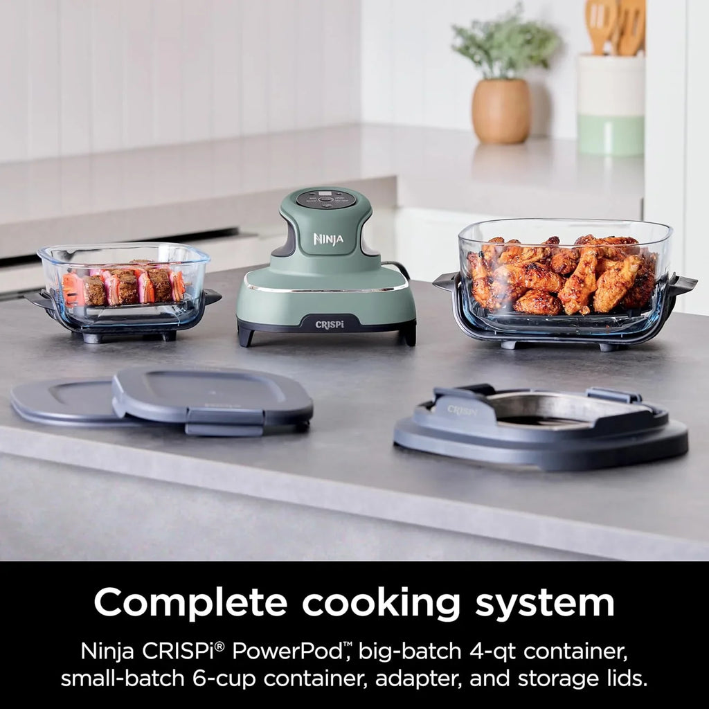 Ninja Crispi 4 in 1 Portable Glass Air Fryer Cooking System 4QT 6 Cup TempWare Glass Containers