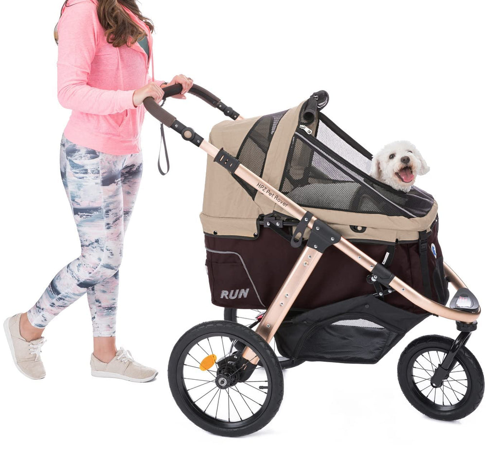 Jogging Sports Stroller with Comfort Rubber Wheels/Zipper-Less Entry/1-Hand Quick Fold/Aluminum Frame for Small/Medium Dogs Cats and Pets (Green Camo)