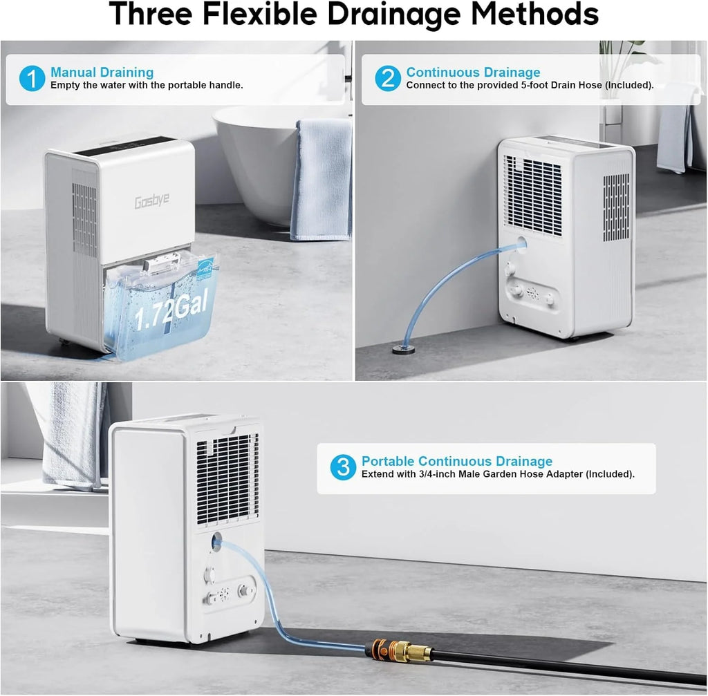 4500 Sq.Ft. Most Efficient Energy Star 2024 Dehumidifier for Basement with Drain Hose, Max 115 Pints/D Dehumidifier for Large Room, [45dB Quiet Compressor], Easy Drainage, Auto-restart, Black