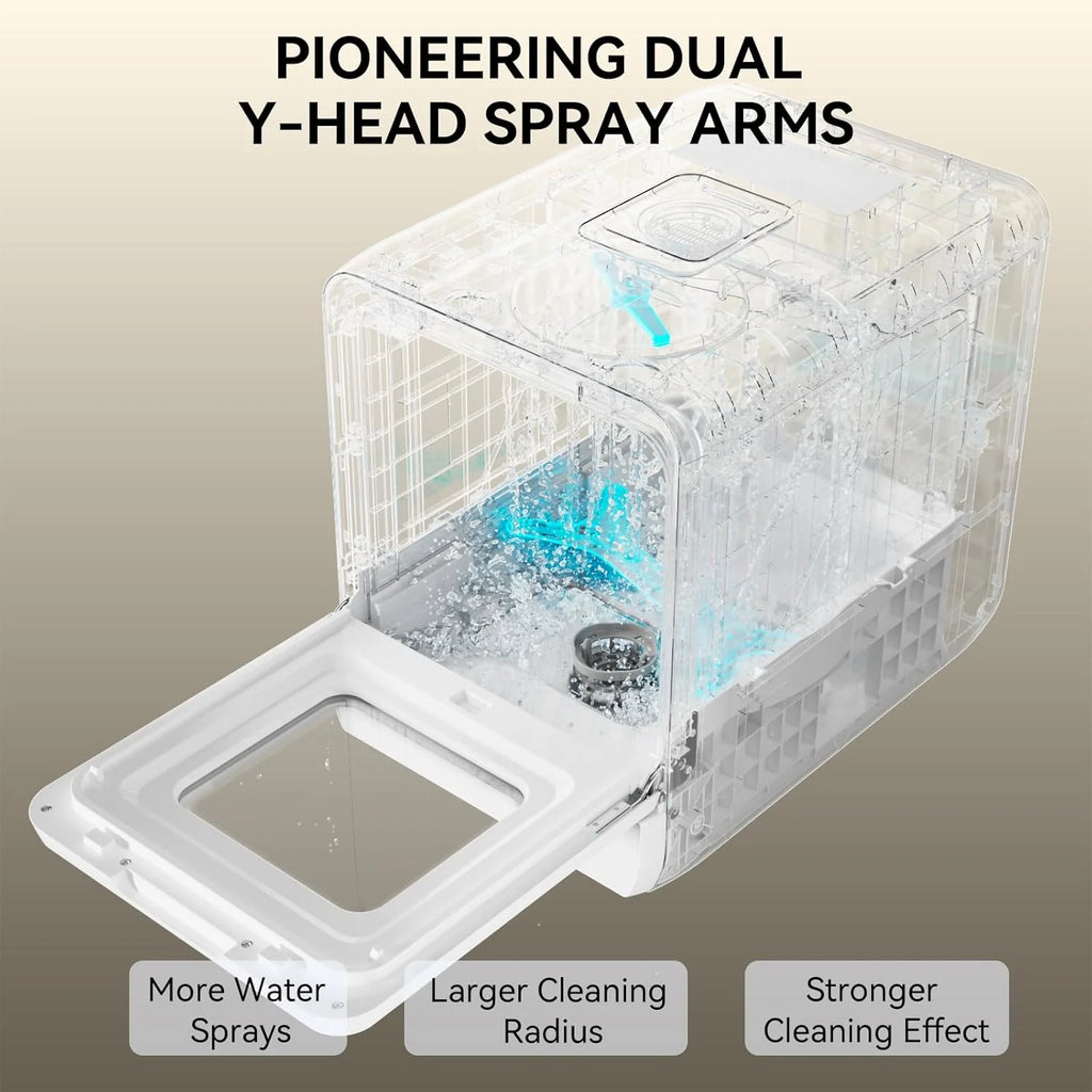 Hermitlux Countertop Dishwasher, 7 Washing Programs Portable Mini Dishwasher with 5-Liter Built-in Water Tank for Apartments & RVs, LED Light, Glass Door, No Hookup Needed