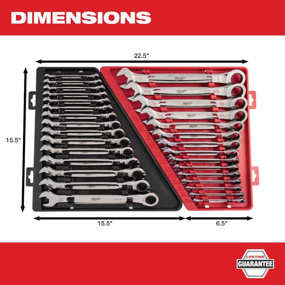 2025 SAE/Metric Combination Ratcheting Wrench Mechanics Tool Set (30-Piece) 48-22-9416-48-22-9516