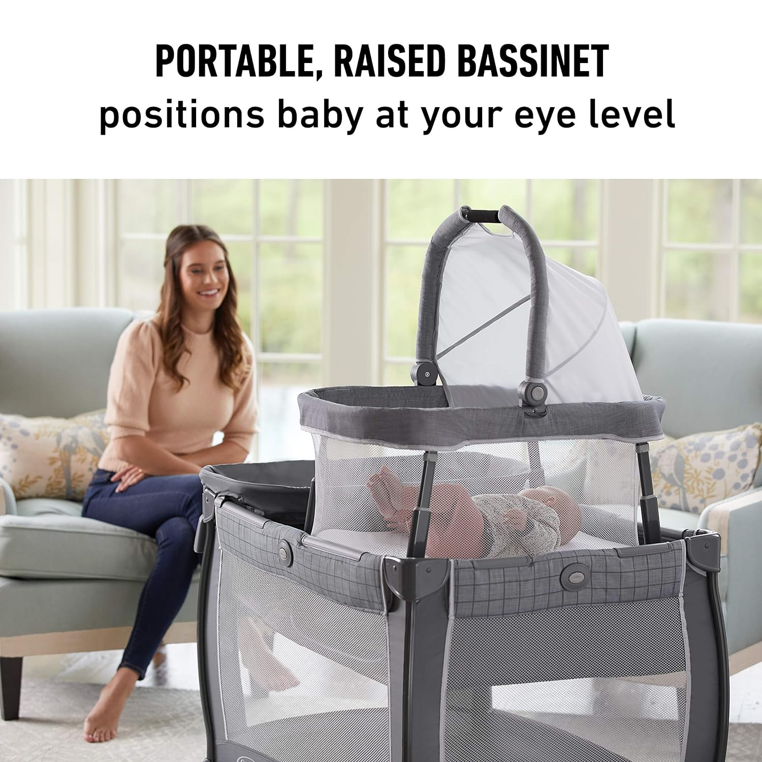 Graco Pack 'n Play Close2Baby Bassinet Playard Features Portable Bassinet Diaper Changer and More Derby