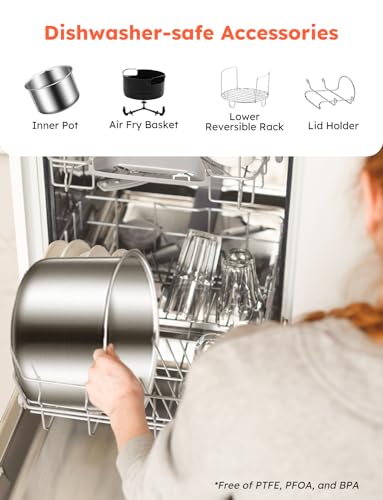 Nuwave Duet Air Fryer and Electric Pressure Cooker Combo with 2 Switchable Lids, 300 FoolProof One Touch Presets, Crisp&amp;Tender Tech, 6QT Heavy duty Stainless Steel Pot, 15  Safety Features : Home &amp; Kitchen